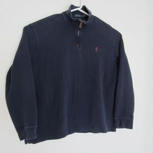 Polo by Ralph Lauren Men's XL Navy Blue 1/4‎ Zip Pullover Embroidered Pony Logo